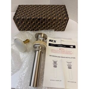 KES Bathroom Sink Pop Up Drain with Overflow Brushed Nickel Stainless Steel